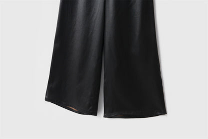 Silk Xiangyunsha leather glossy old material silk wide-leg pants