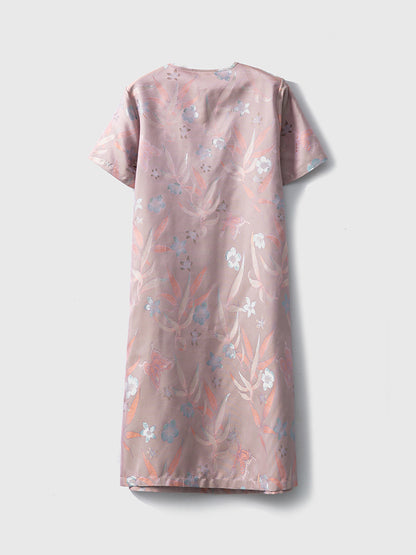 Double-sided different-color new Chinese style silk jacquard dress