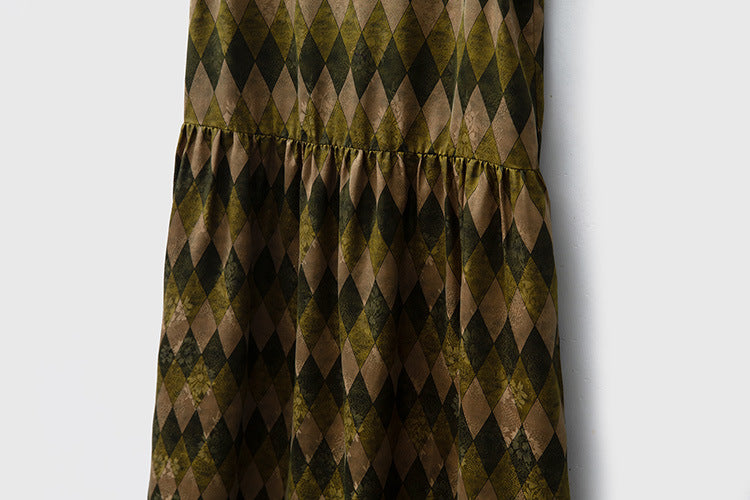 Silk Xiangyunsha round neck with pockets printed loose vest skirt for women new mulberry silk long vest skirt