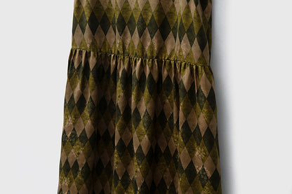 Silk Xiangyunsha round neck with pockets printed loose vest skirt for women new mulberry silk long vest skirt