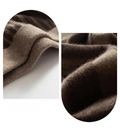 A-version pleated heavyweight thickened two-tone cashmere knitted skirt