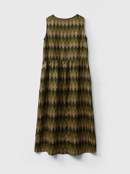 Silk Xiangyunsha round neck with pockets printed loose vest skirt for women new mulberry silk long vest skirt