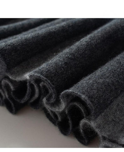 A-version pleated heavyweight thickened two-tone cashmere knitted skirt