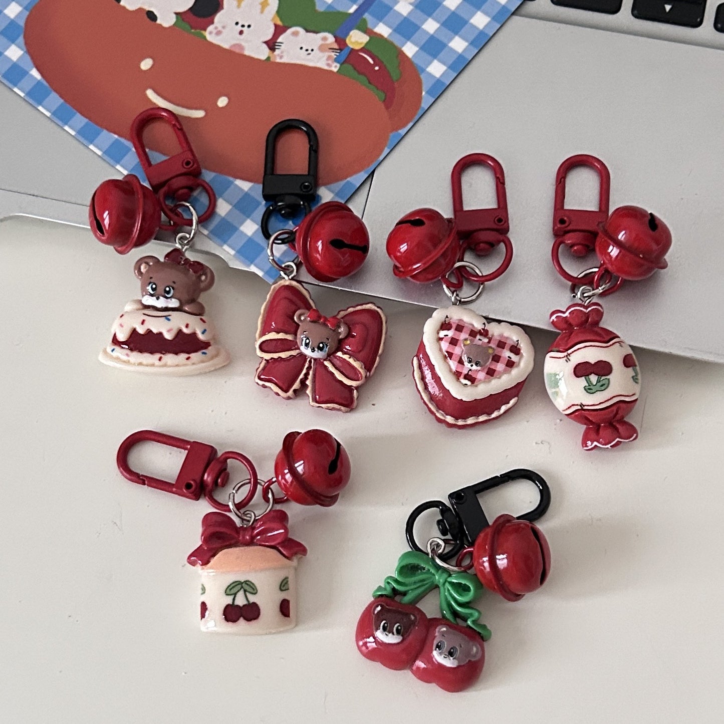 Retro berry red cartoon keychain