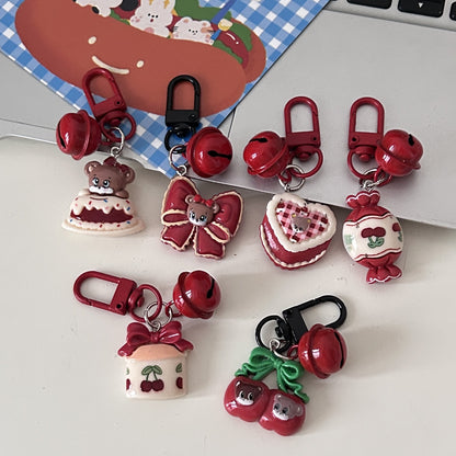 Retro berry red cartoon keychain