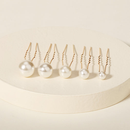 Japanese and Korean 18 hair forks simple and high-end daily pearl U-shaped hairpin