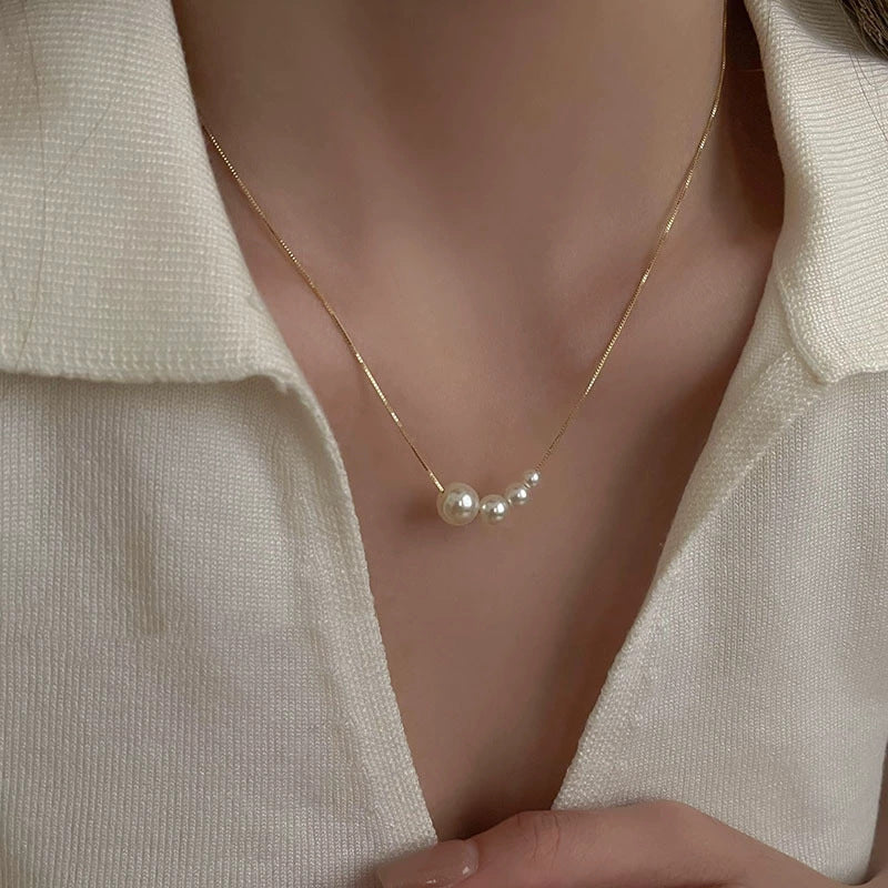 Pearl necklace high-end design niche clavicle chain