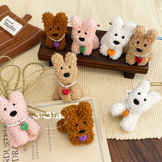 Korean cute plush puppy pendant sweet cartoon school bag pendant
