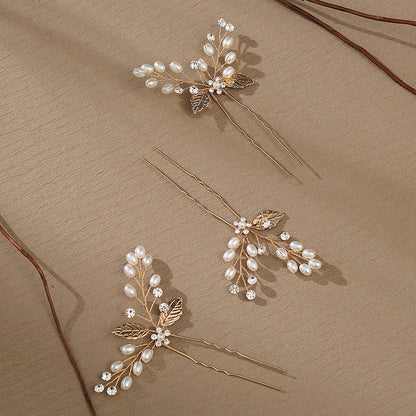 New Handmade Pearl Leaf Hairpin
