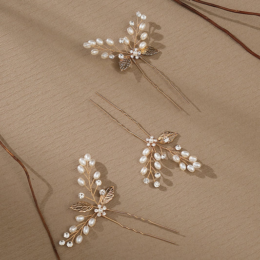 New Handmade Pearl Leaf Hairpin