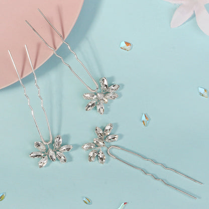 Crystal Rhinestone Flower Hair Clip Comb