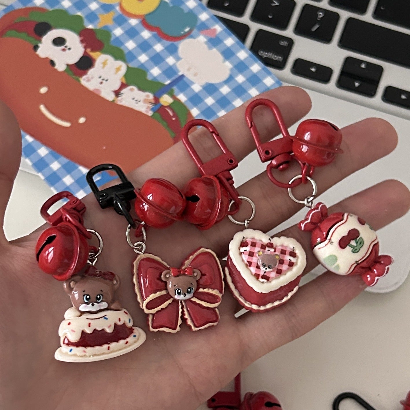 Retro berry red cartoon keychain