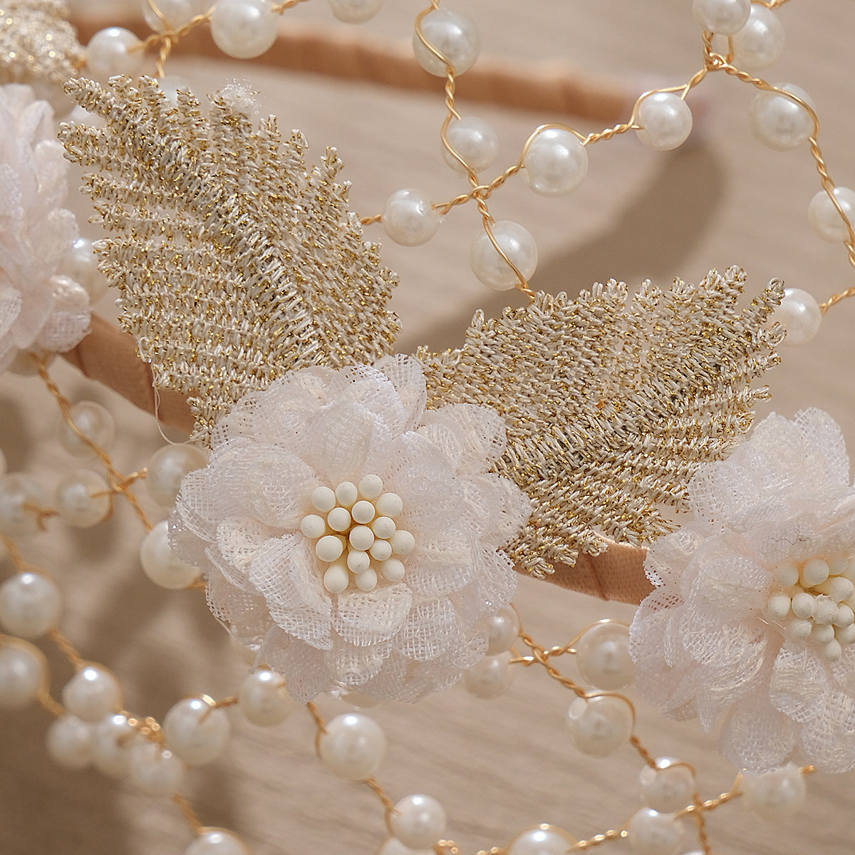 Handmade beaded pearl headband