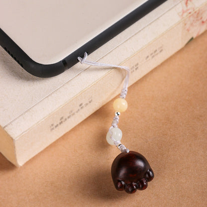 Rosewood Cat Paw Phone Lanyard Car Keychain Pendant