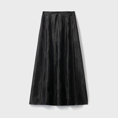 Mulberry silk shantung yarn jacquard elastic high waist wide swing skirt