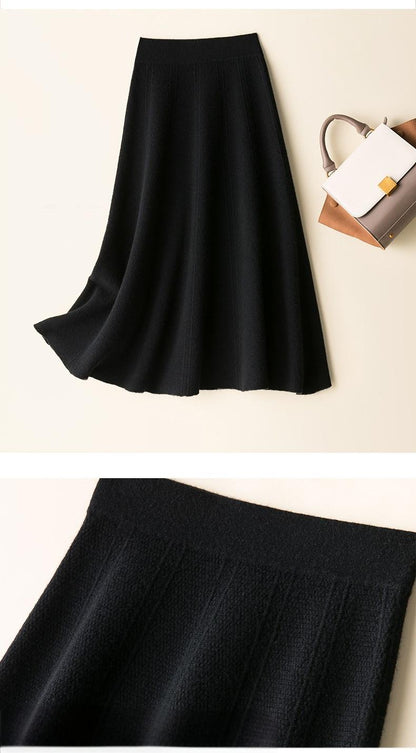 Autumn and Winter Women's Wool Knitted Skirt
