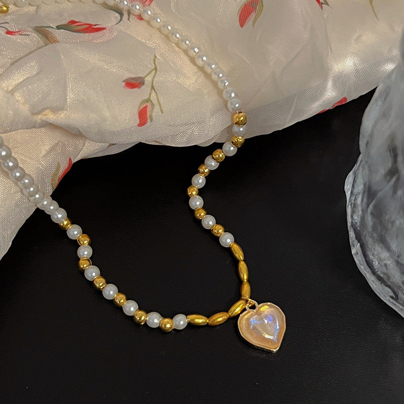 Natural freshwater pearl necklace baroque pearl heart pendant