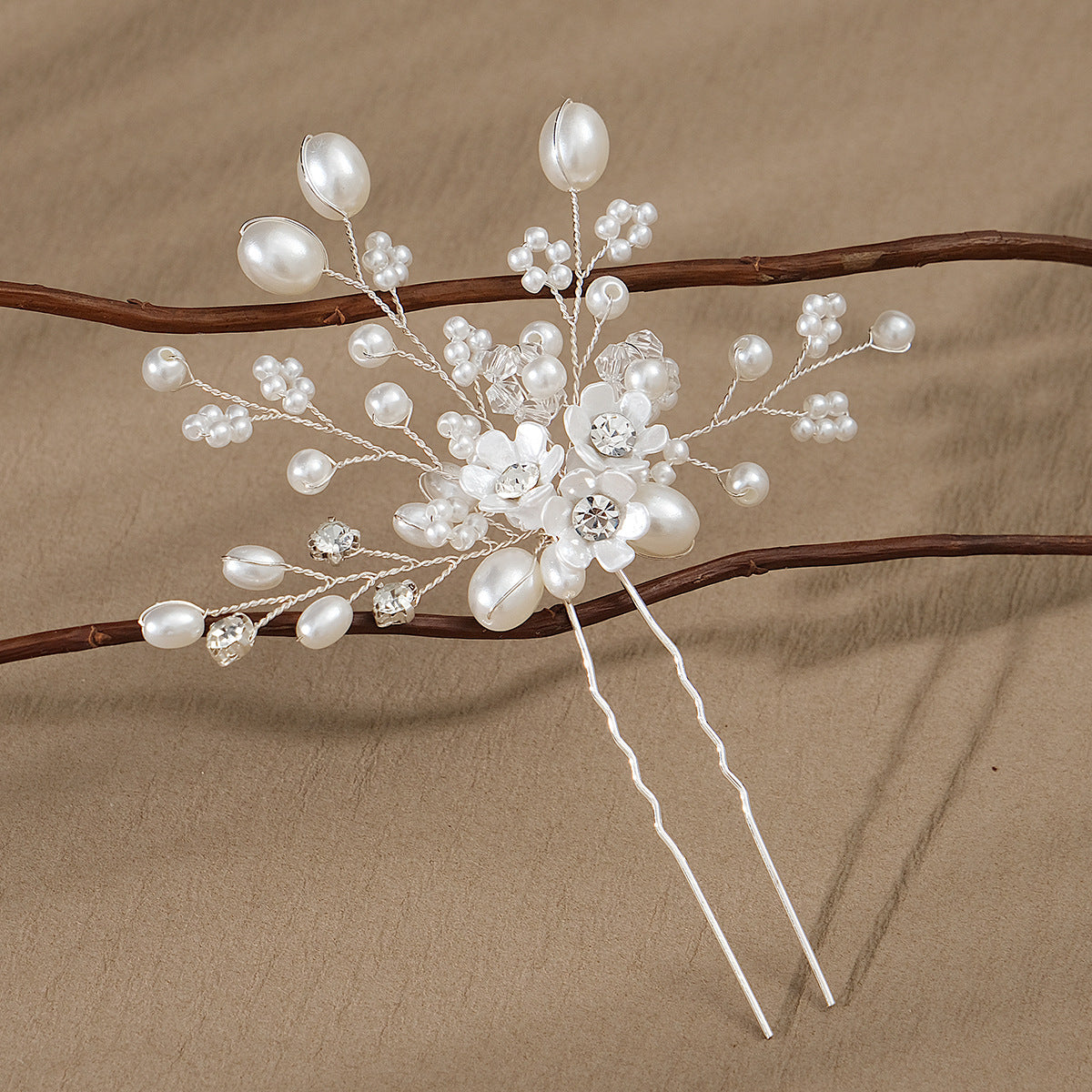 Handmade Pearl Rhinestone Hairpin
