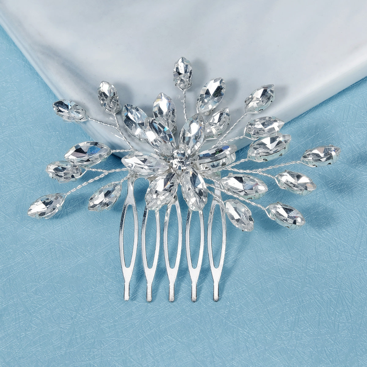 Crystal Rhinestone Flower Hair Clip Comb