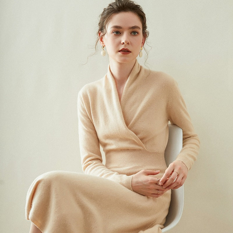 Crossover V-neck cashmere sweater