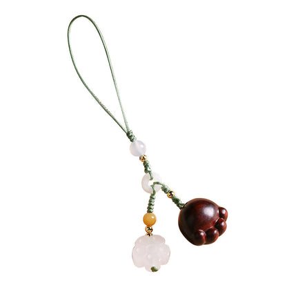 Rosewood Cat Paw Phone Lanyard Car Keychain Pendant
