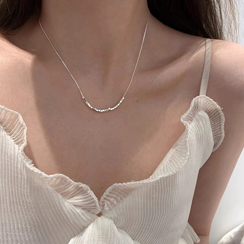 Square necklace for women, niche, fresh, new, versatile, light luxury, student clavicle chain
