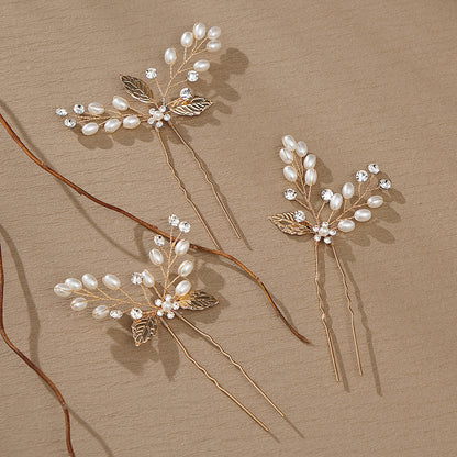 New Handmade Pearl Leaf Hairpin