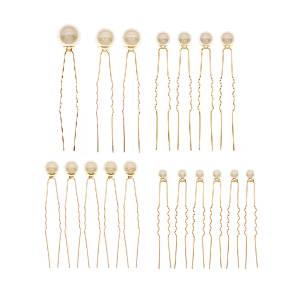 Japanese and Korean 18 hair forks simple and high-end daily pearl U-shaped hairpin