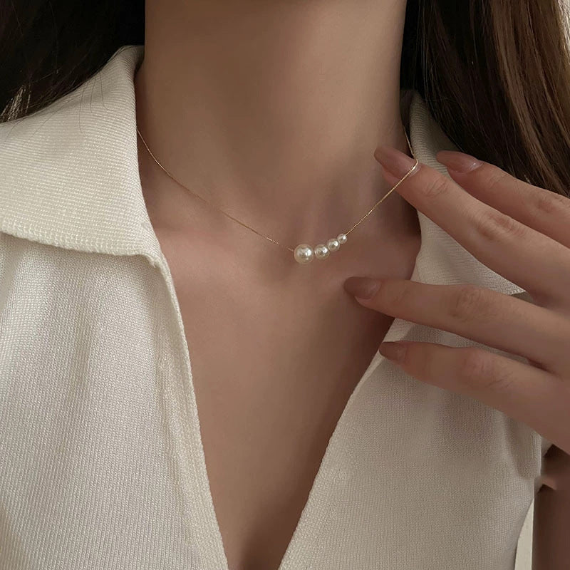 Pearl necklace high-end design niche clavicle chain