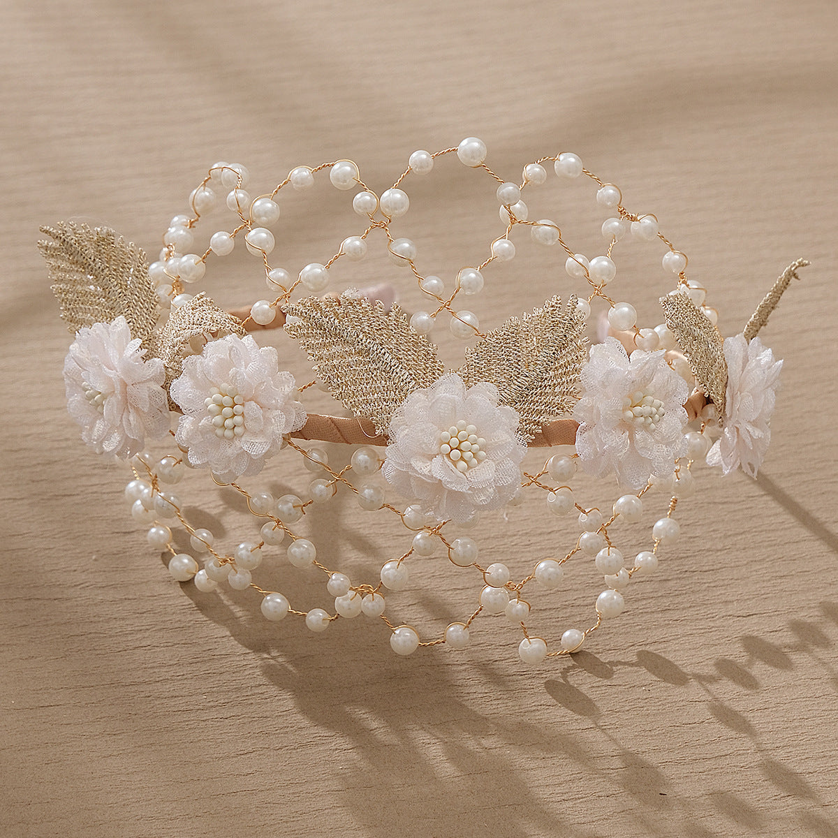 Handmade beaded pearl headband