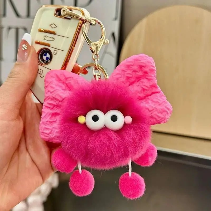 Bowknot coal ball elf monster bag ornament car keychain