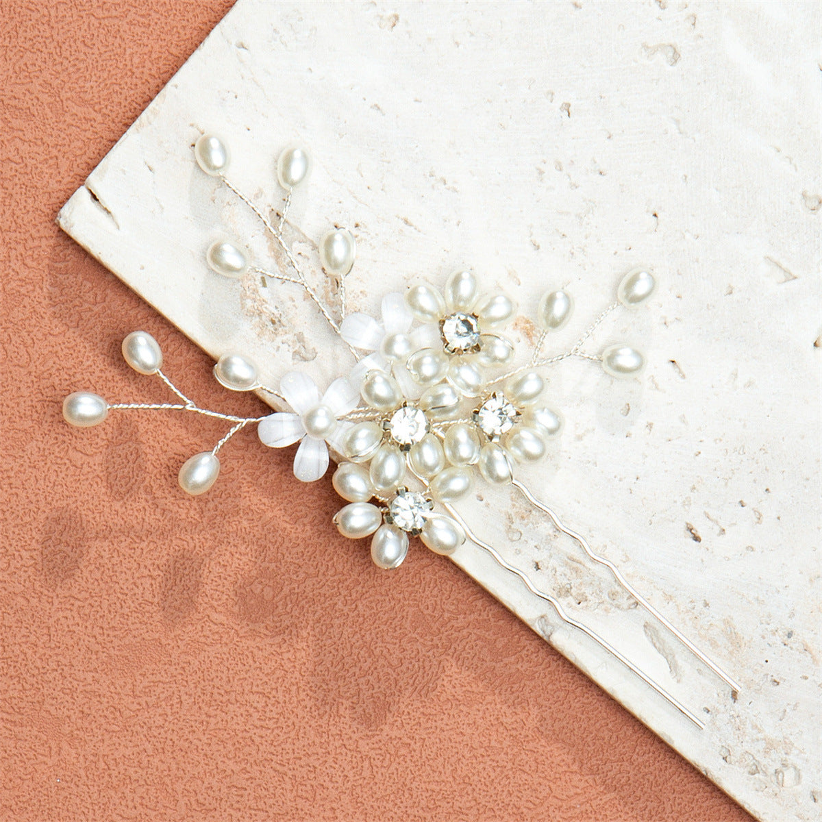 Bridal hair accessories silver handmade pin