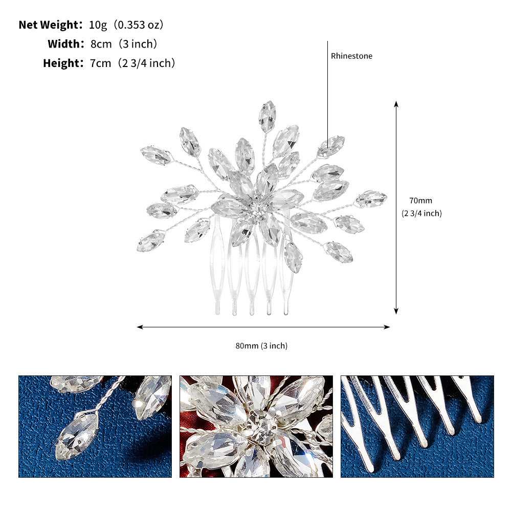 Crystal Rhinestone Flower Hair Clip Comb