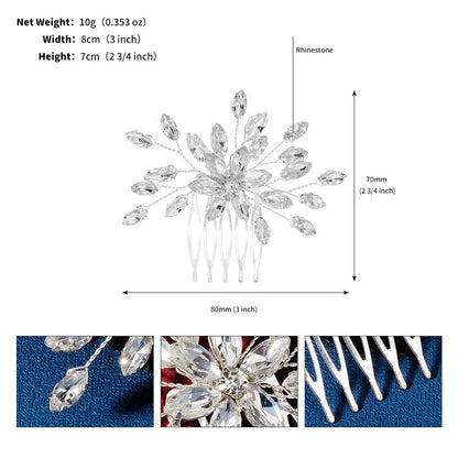 Crystal Rhinestone Flower Hair Clip Comb