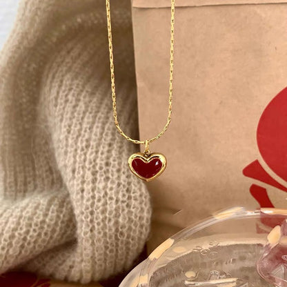 Autumn and winter atmosphere with a little red heart color red love pendant necklace