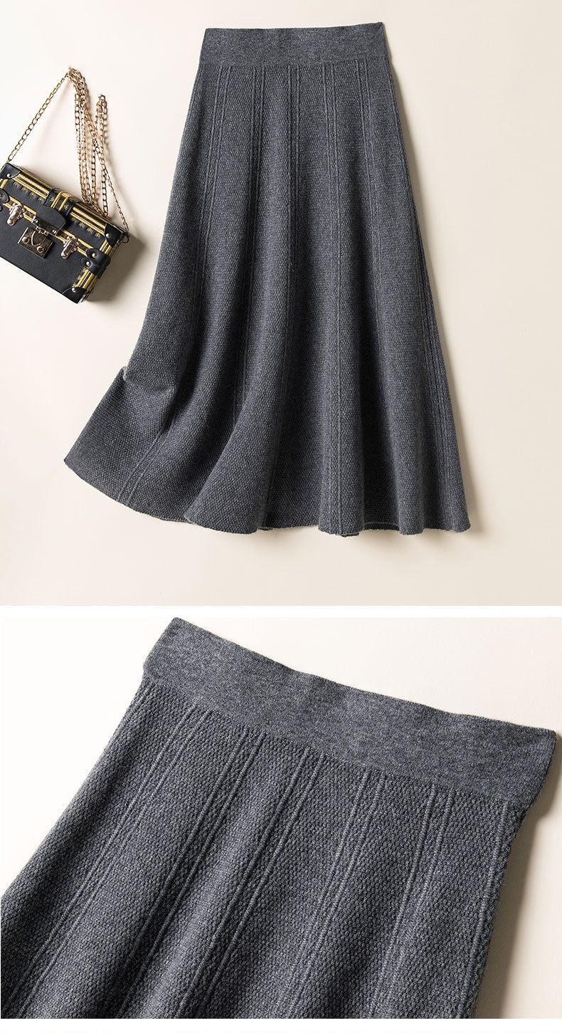 Autumn and Winter Women's Wool Knitted Skirt