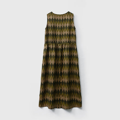 Silk Xiangyunsha round neck with pockets printed loose vest skirt for women new mulberry silk long vest skirt