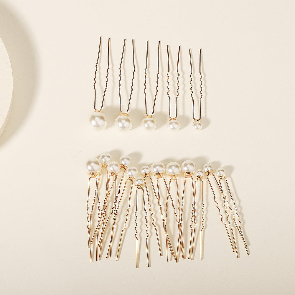 Japanese and Korean 18 hair forks simple and high-end daily pearl U-shaped hairpin