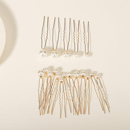 Japanese and Korean 18 hair forks simple and high-end daily pearl U-shaped hairpin