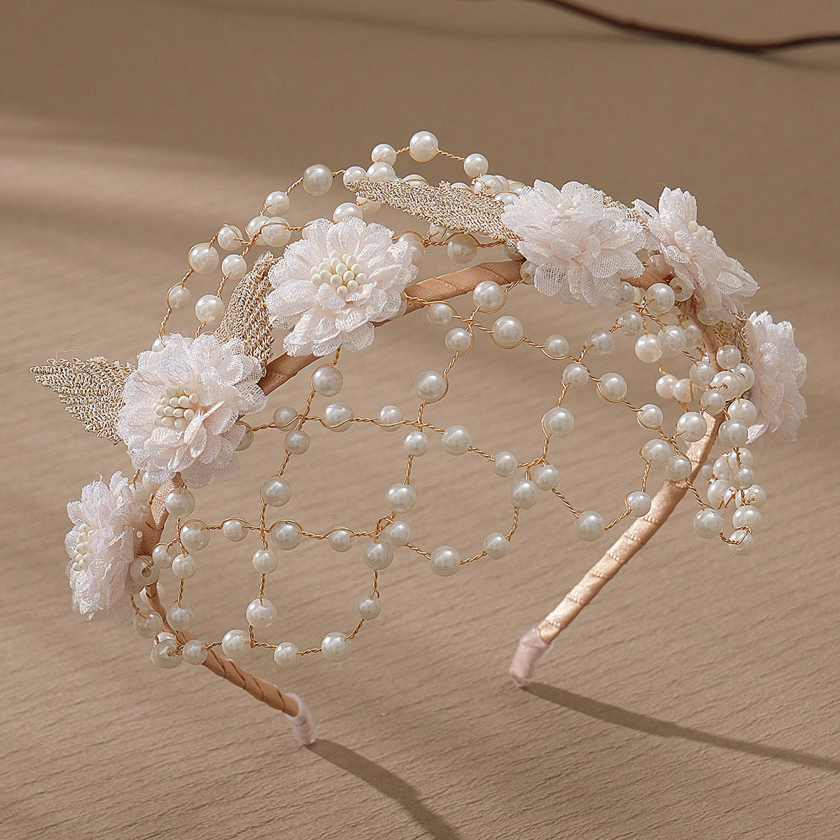 Handmade beaded pearl headband