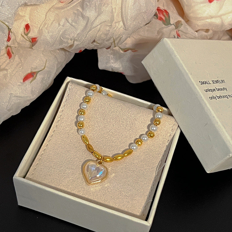 Natural freshwater pearl necklace baroque pearl heart pendant