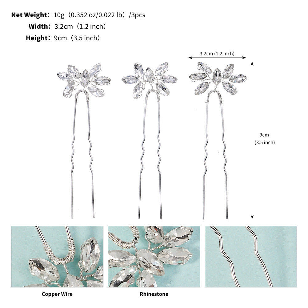 Crystal Rhinestone Flower Hair Clip Comb