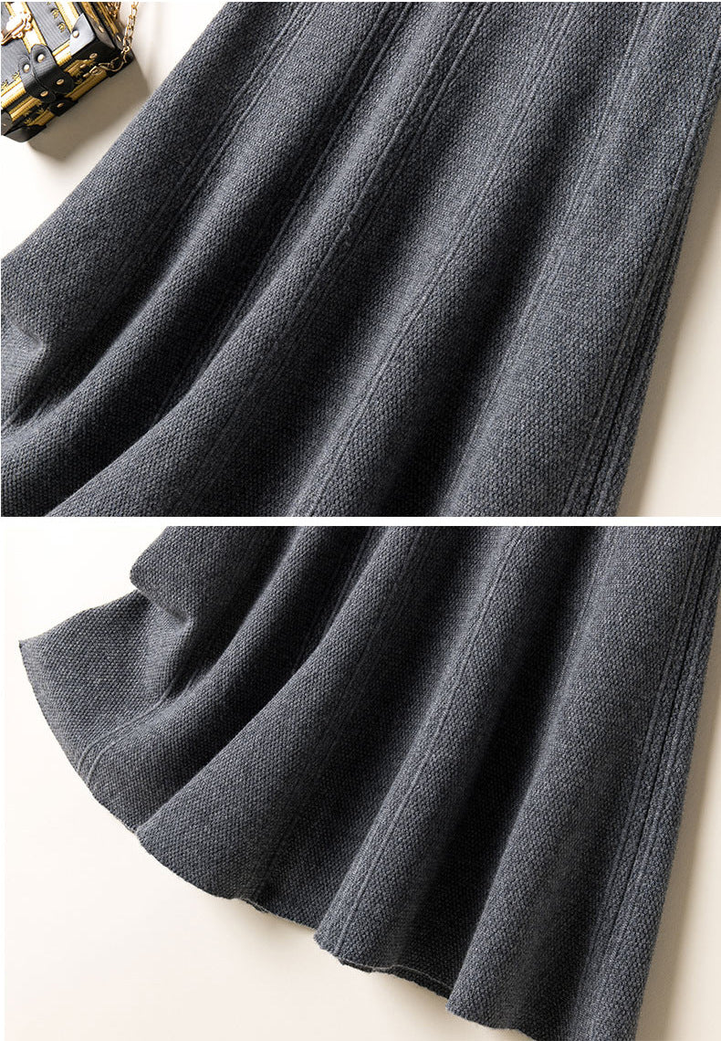 Autumn and Winter Women's Wool Knitted Skirt