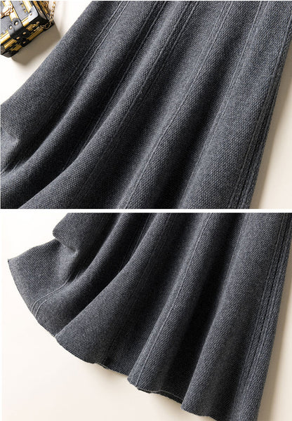 Autumn and Winter Women's Wool Knitted Skirt