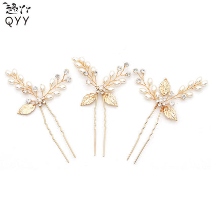 New Handmade Pearl Leaf Hairpin