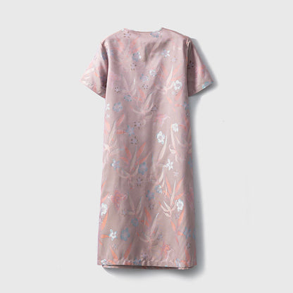 Double-sided different-color new Chinese style silk jacquard dress