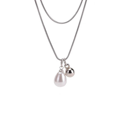 Simple double layer natural pearl necklace