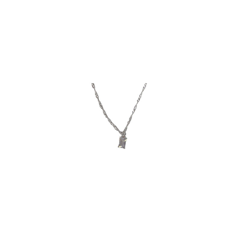 Transparent square rock sugar clavicle chain super shiny zircon pleated chain