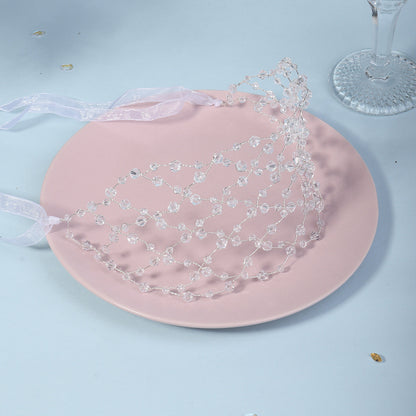 Handmade pearl mesh pressed hair headpiece