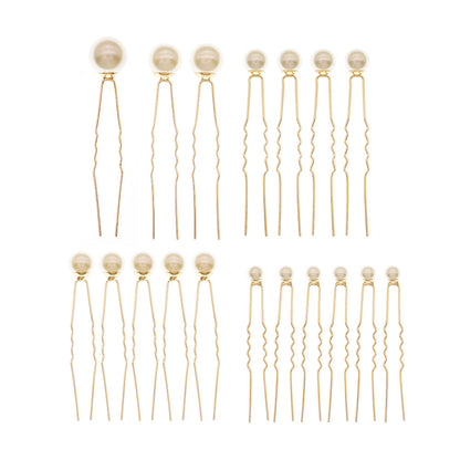 Japanese and Korean 18 hair forks simple and high-end daily pearl U-shaped hairpin